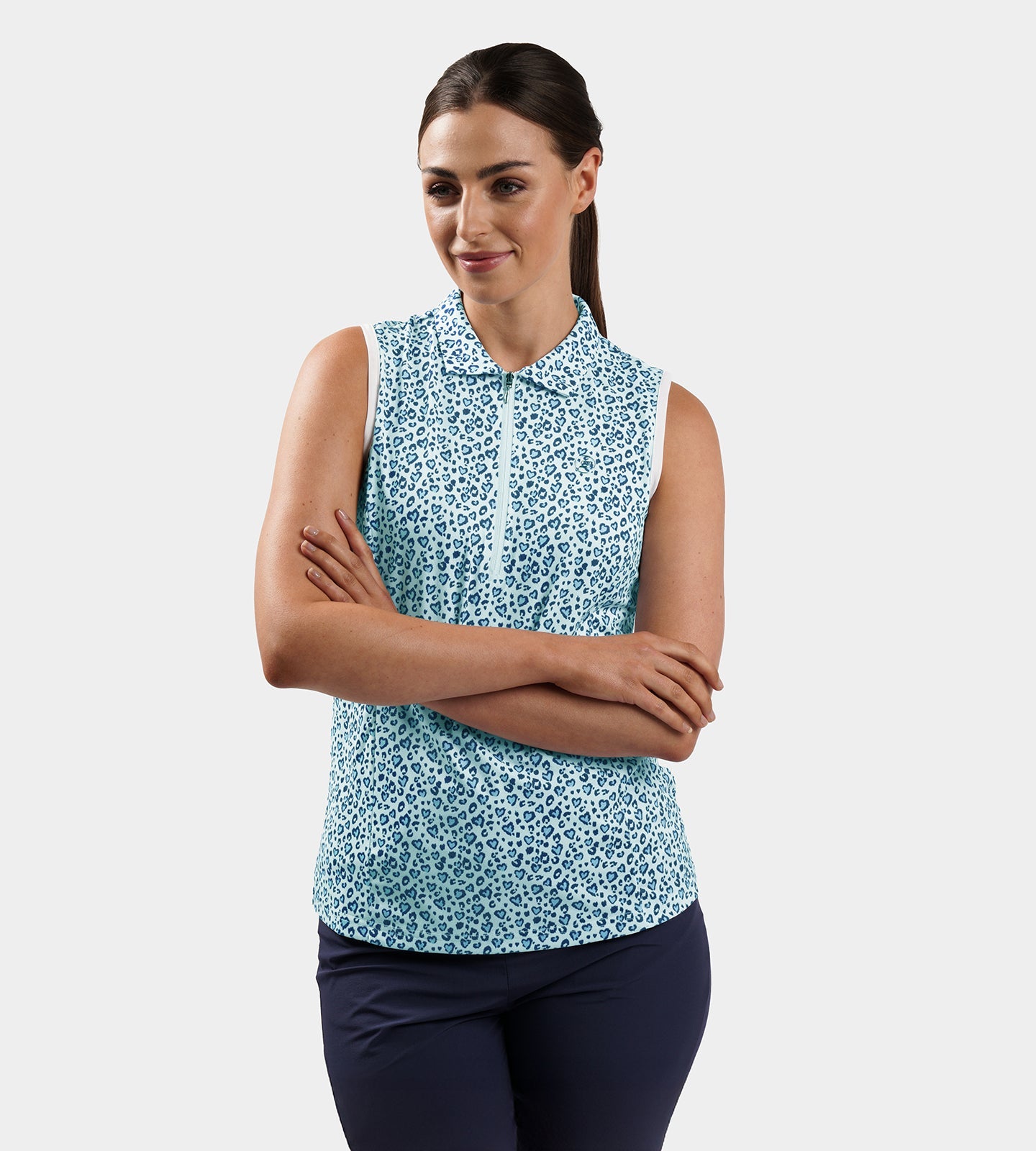 LADIES HEART SLEEVELESS POLO - BLUE