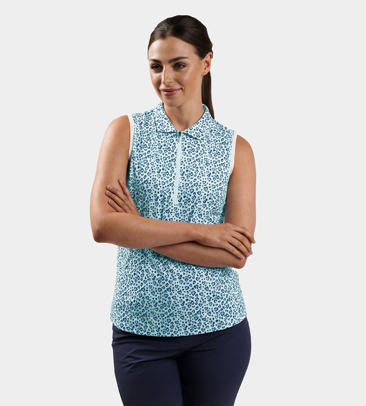 LADIES HEART SLEEVELESS POLO - BLUE