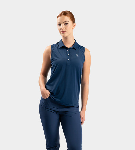 LADIES ELITE SLEEVELESS POLO - NAVY