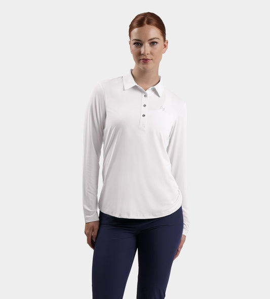 LADIES ELITE LONG SLEEVE POLO - WHITE