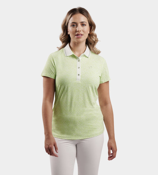 LADIES LEOPARD POLO - LIME