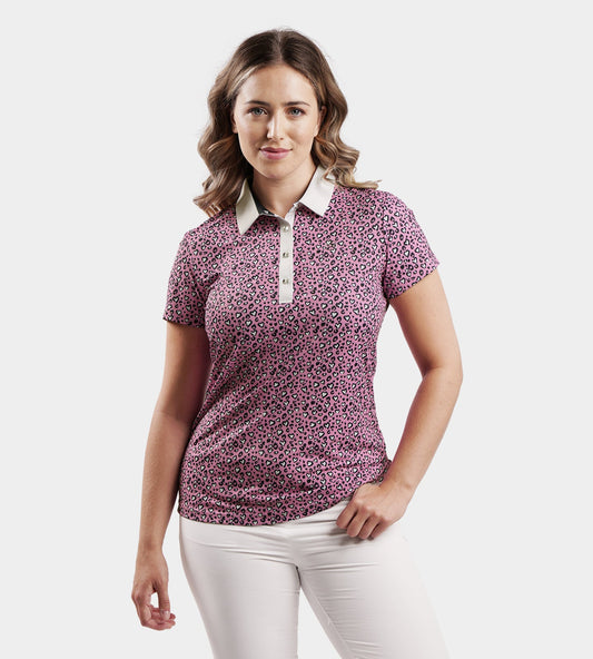 LADIES HEART POLO - PINK/NAVY