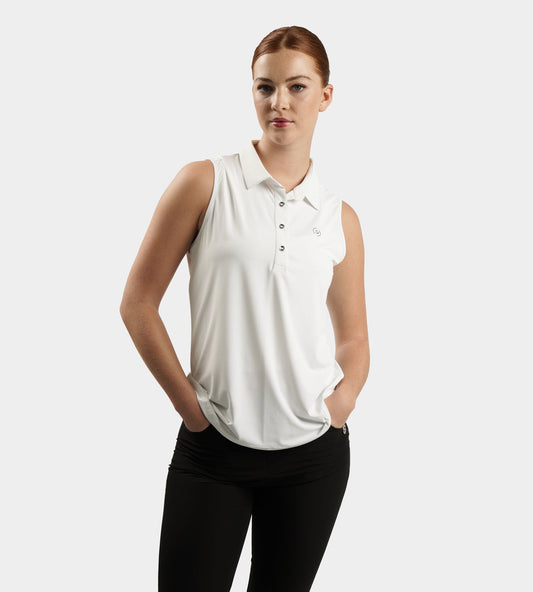 LADIES ELITE SLEEVELESS POLO - WHITE
