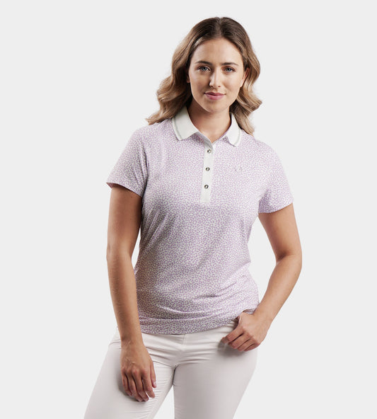 LADIES LEOPARD POLO - PURPLE
