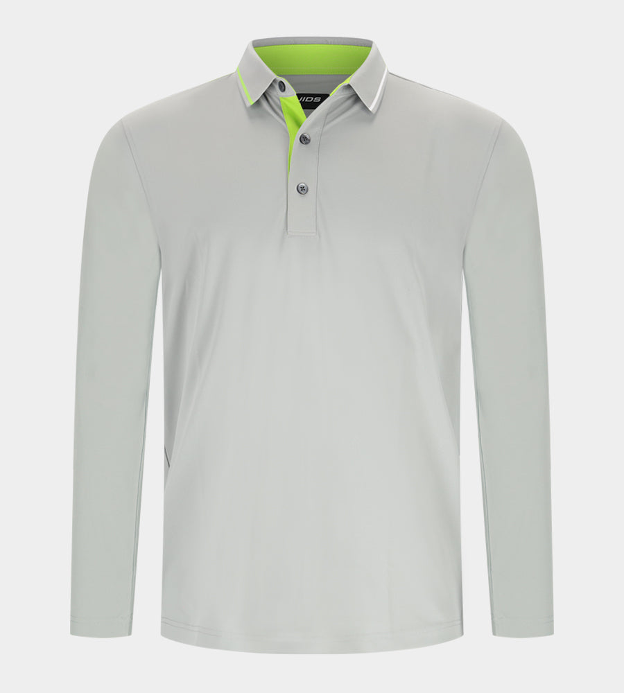 BAND LONG SLEEVE POLO - GREY