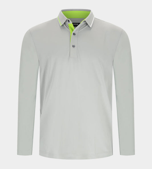 BAND LONG SLEEVE POLO - GREY